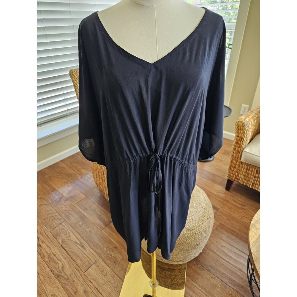 Lands' End Womens Swim Cover-Up Size XL Petite Black Beach Pool Resortwear‎